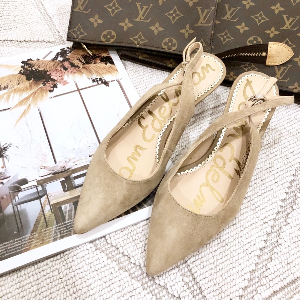 Sam Edelman Ludlow Kitten Heel Oatmeal Suede 5.5